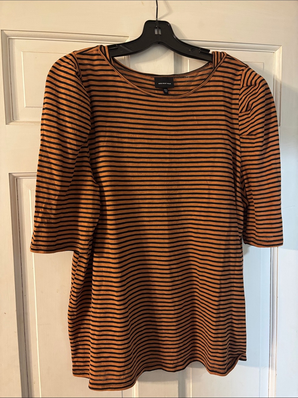 Who What Wear Orange and Black Striped Top